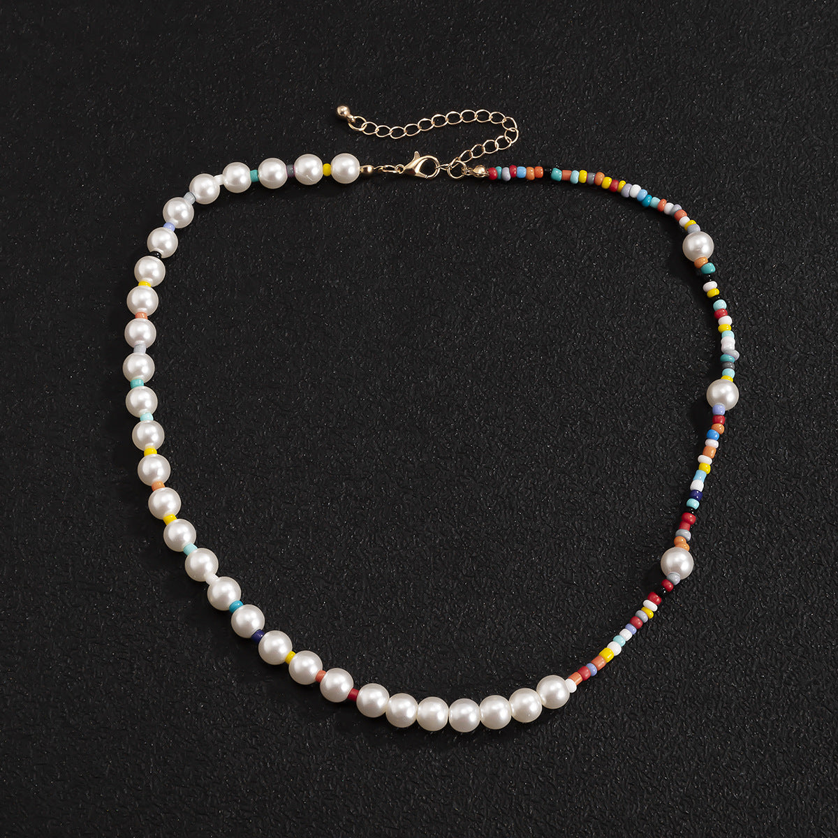 Pearl & Multi-Colored Rice Beads Necklace - Damned Threads